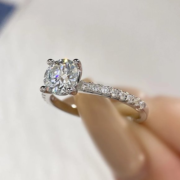 Moissanite Jewelry Jewelry - Stunning Petite GRA Certified 1.00Ctw Moissanite Diamond Ring